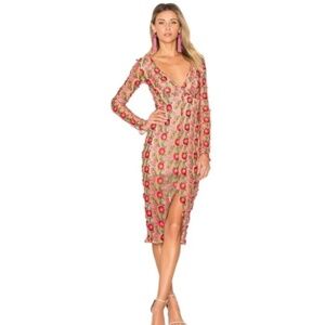 For Love and Lemons floral appliqué midi dress